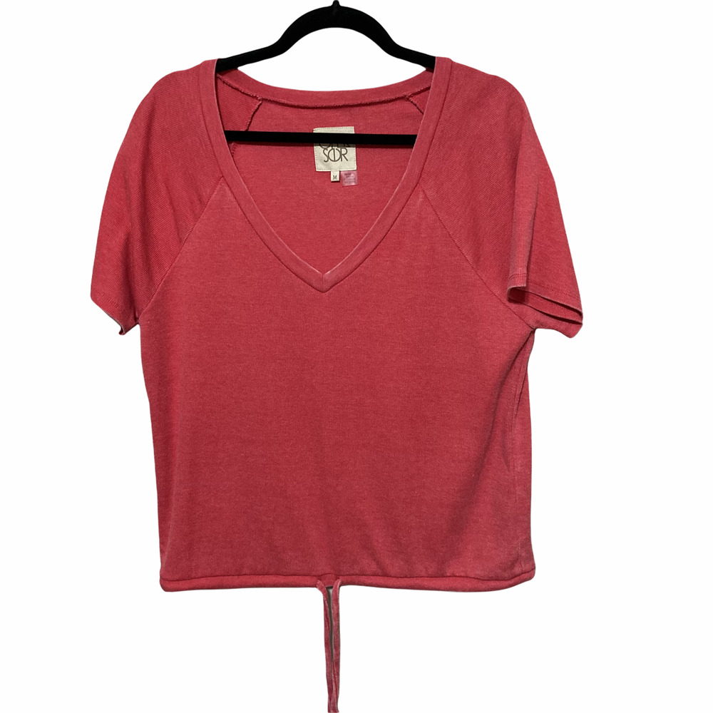 Chaser V-neck Drawstring Tie Front T-shirt